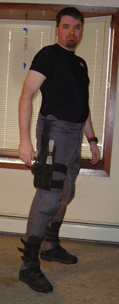 Pants and knife rig on...